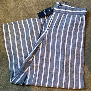 Wide Leg Linen Pants by Chaps. Drawstring Waist. Size Small.